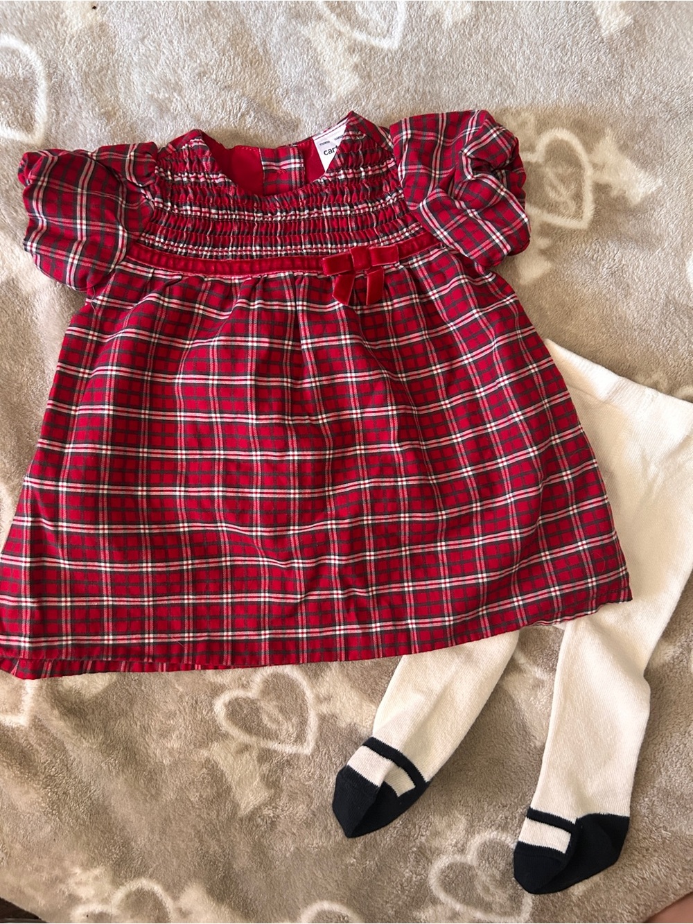 Carter's Red Plaid Smocked Holiday Dress